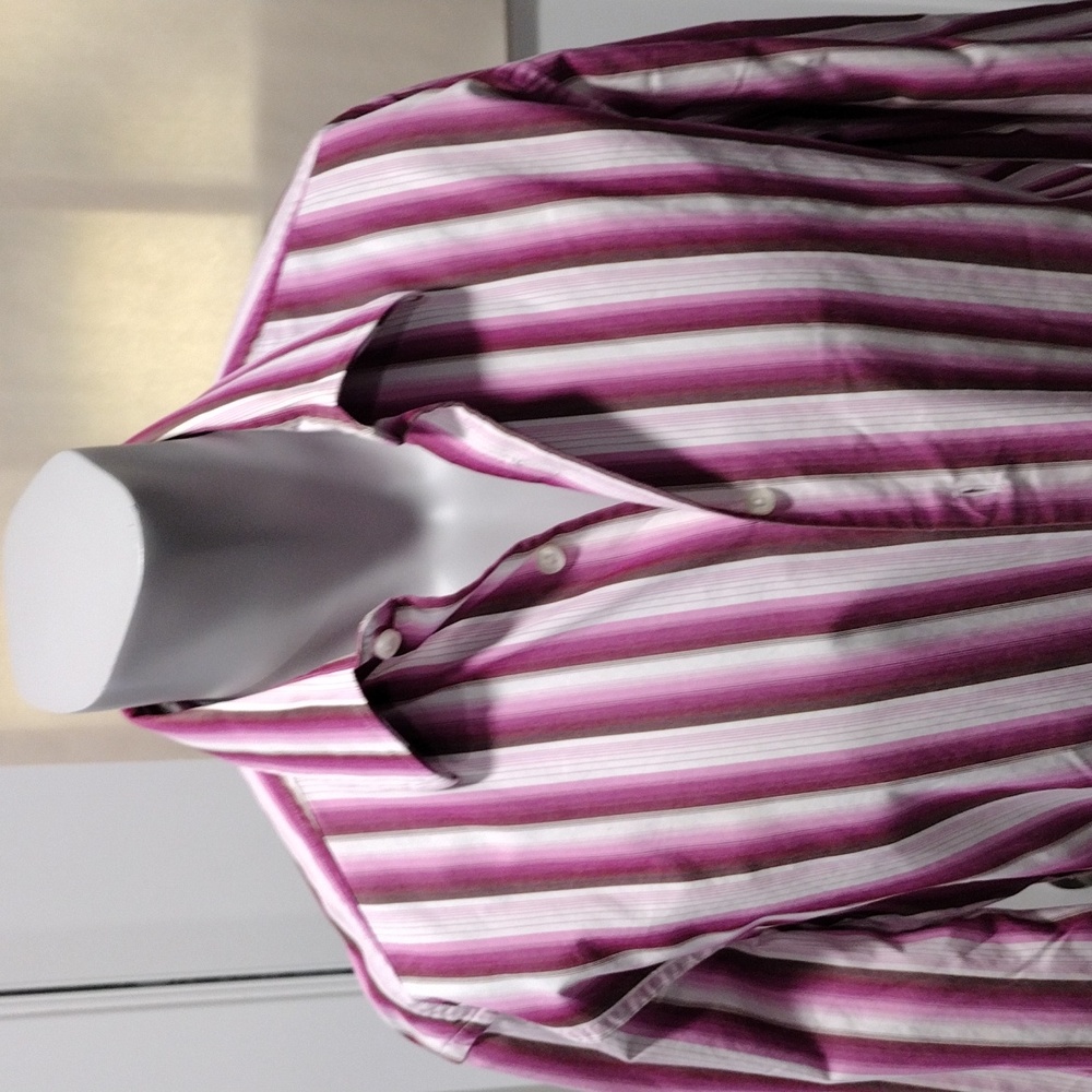 GAP mens vintage brown and purple vertical stripes cotton shirt. 15-15.5 neck